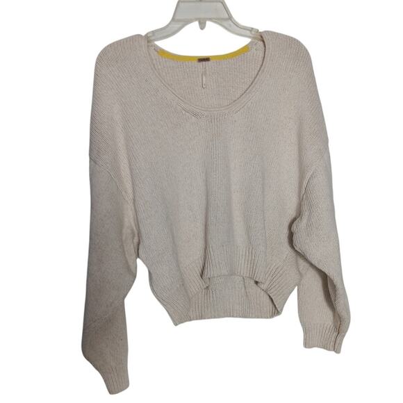 Free People Ivory Perfect Day v-Neck Knit Pullover sweater size S - Picture 1 of 4